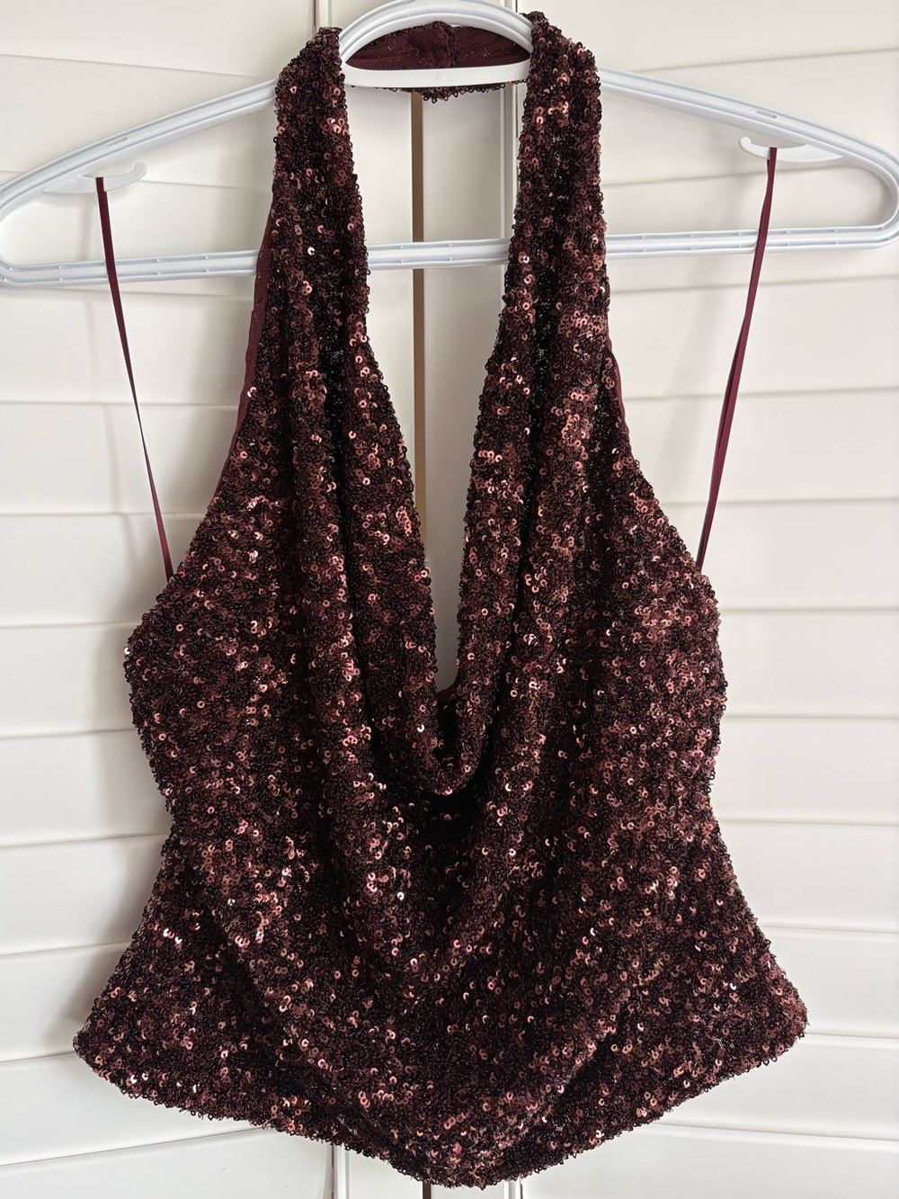 Zara sequin halter top, medium, brown